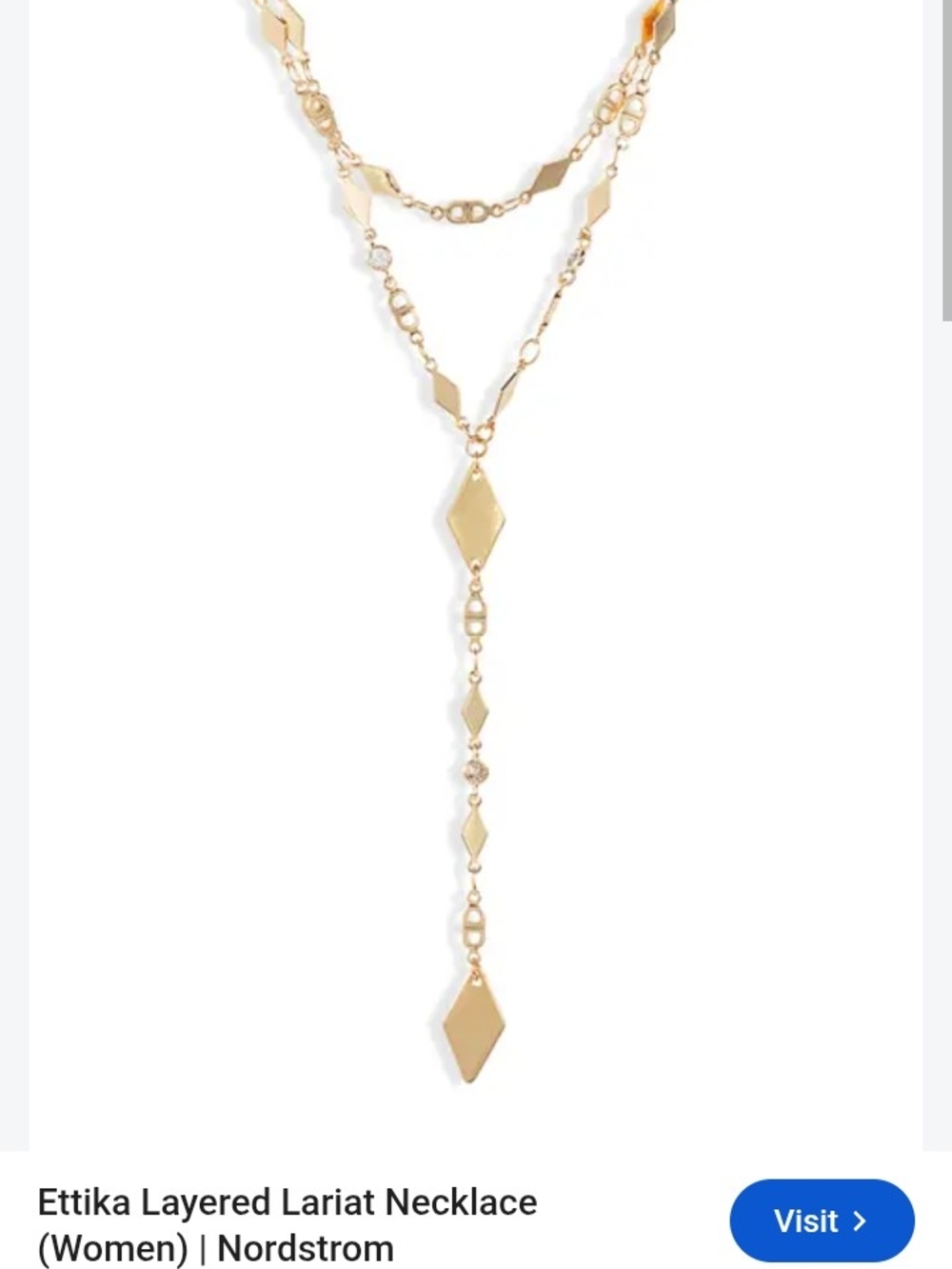 ettika Polished Gold Layered Diamond-Link Lariat Necklace